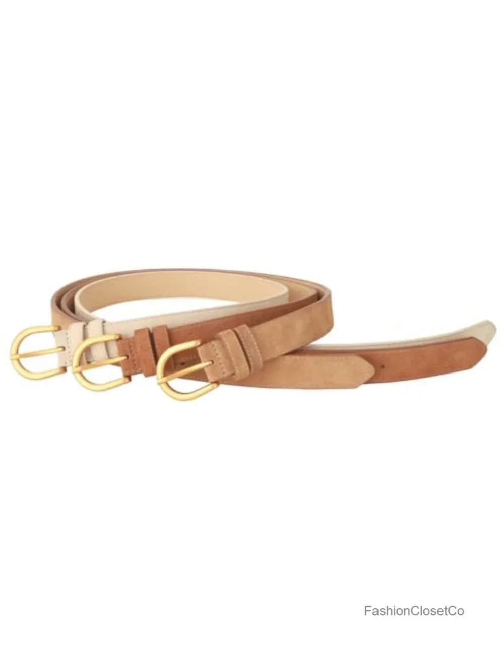 Genuine Suede Women's Belt with Gold Buckle - Casual Dress Belt